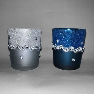 Blue & Silver Votive Holders